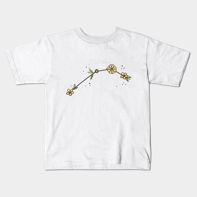 Aries Zodiac Floral for birthday, Aries Zodiac Gift, Aries shirt Kids T-Shirt by Blindemon